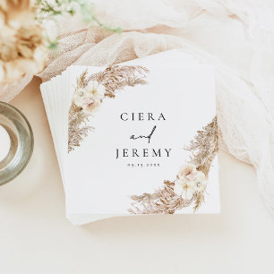 CIERA Bohemian Dry Blommigt Pampas Bröllop Pappersservett