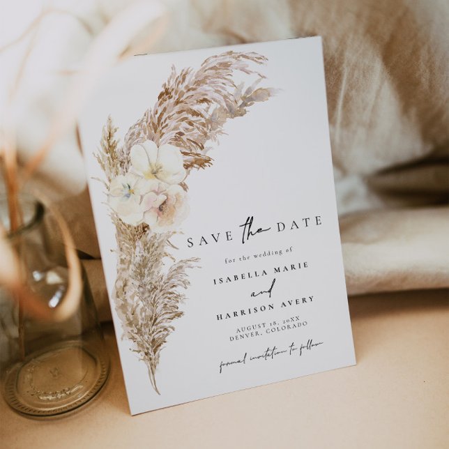 CIERA Boho Dry Pampas Grass Save Date Inbjudningar (Skapare uppladdad)