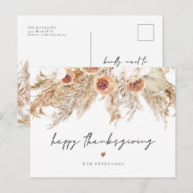 CIERA Boho Terracotta Pampas Thanksgiving Hälsning