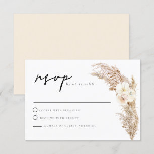 CIERA Boho Torr Fjädergräs RSVP-kort Inbjudningar