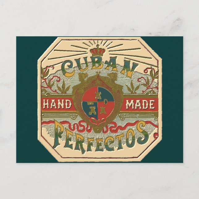 Cigar Ad for Cuban Perfectos Tobacco Label Vykort (Framsida)