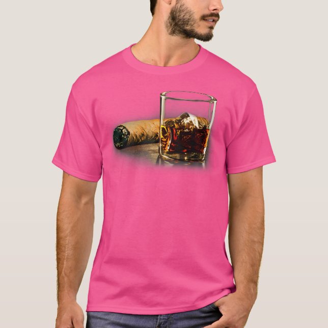Cigar And Bourbon Great For Cigar Lounge Lovers T Shirt (Framsida)