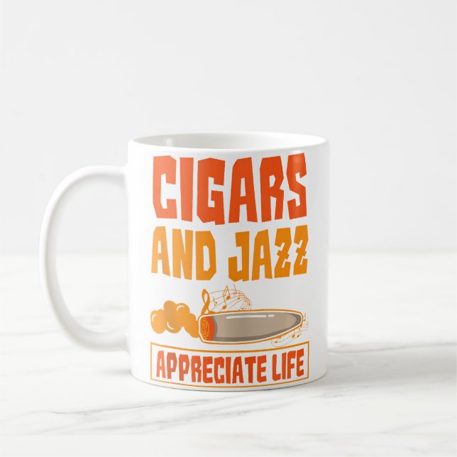 Cigar And Jazz Appreciate Life Cigar Enthusiast Ja Kaffemugg (Vänster)