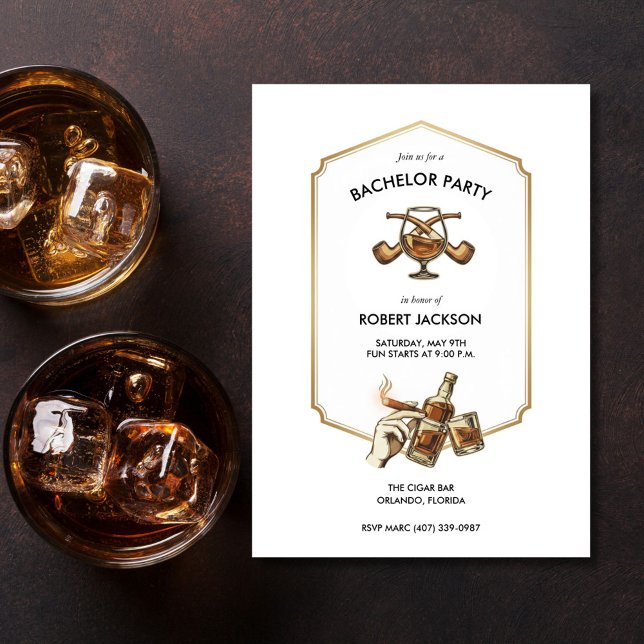 Cigar and Whisky Bachelor Party Invitation Inbjudningar (Cigar and Whisky Bachelor Party Invitation)