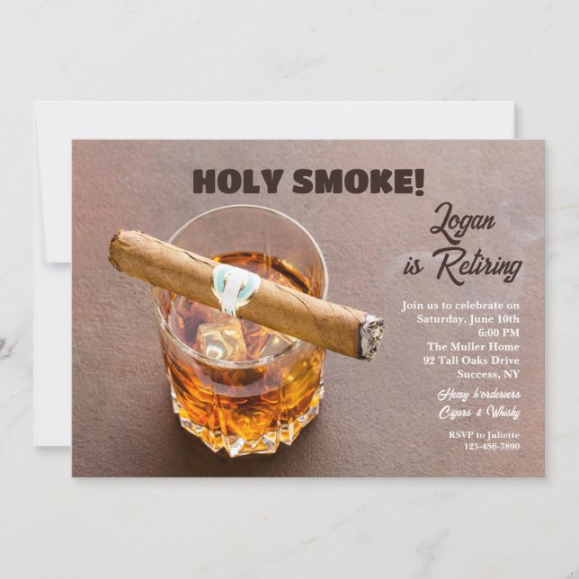 Cigar and Whisky Retirement Invitations Inbjudningar (Framsida)