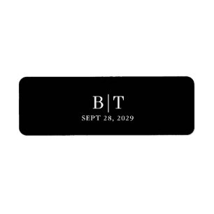 Cigar Band Black and White Monogram WeddingLabel Returadress Etikett