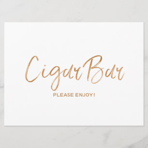 "Cigar Bar" Bröllopsskylt   Stilig Guld Ros Inbjudningar