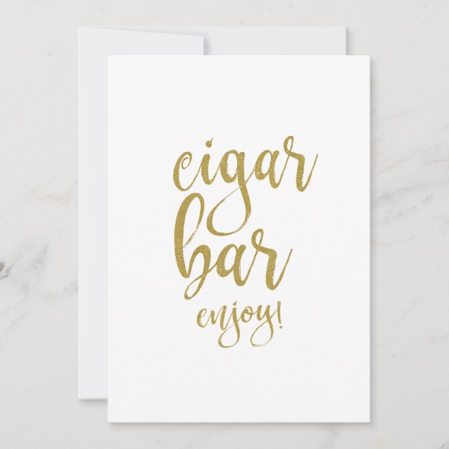 Cigar Bar Guld Glitter Prisvärd Bröllopsskylt Inbjudningar (Framsida)