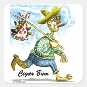 Cigar Bum Sticker med många designalternativ Fyrkantigt Klistermärke
