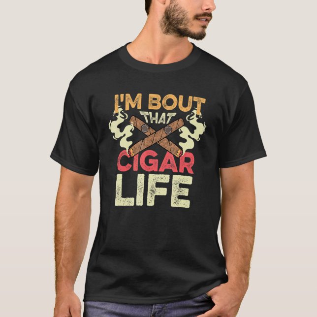 Cigar Life Nicotine Addict T Shirt (Framsida)