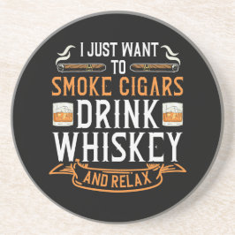 Cigar och Whiskey Quote Sandstone Underlägg