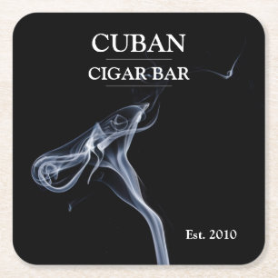 Cigar Pub Black and White Smoke Trails Beer Mat Underlägg Papper Kvadrat