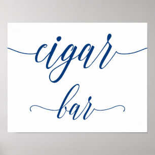 Cigar Pub Bröllop skriver under på marinblå kallig Poster