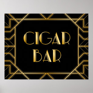 Cigar Pub Bröllop-tecken   Gatsby Art Deco Poster