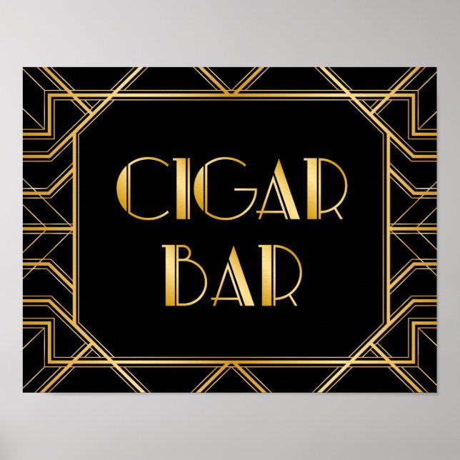 Cigar Pub Bröllop-tecken | Gatsby Art Deco Poster (Framsidan)