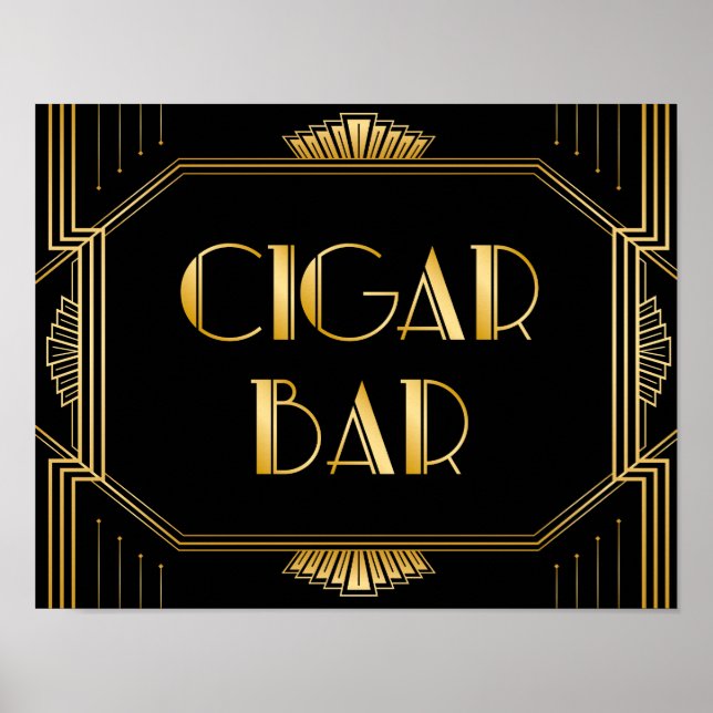 Cigar Pub Bröllop-tecken | Gatsby Art Deco Poster (Framsidan)