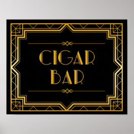 Cigar Pub Bröllop-tecken | Gatsby Art Deco Poster
