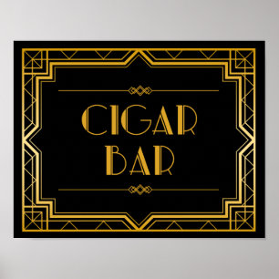 Cigar Pub Bröllop-tecken   Gatsby Art Deco Poster