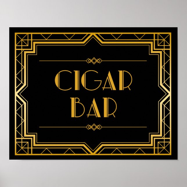 Cigar Pub Bröllop-tecken | Gatsby Art Deco Poster (Framsidan)