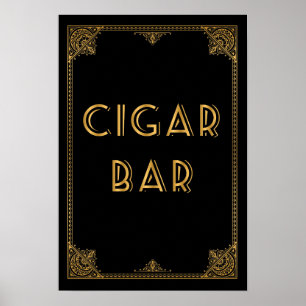 CIGAR pub Gatsby inspirerade bröllop-tecknet Poster