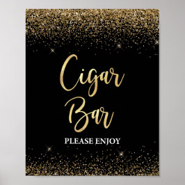 Cigar Pub Sign Black och Guld Glitter-konfetti Poster
