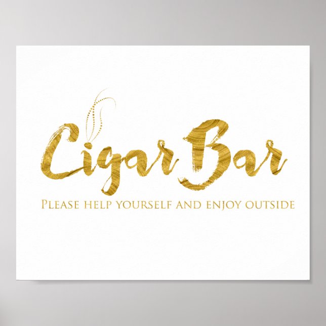Cigar Pub Sign - Faux Gold Foil Shimmer Poster (Framsidan)