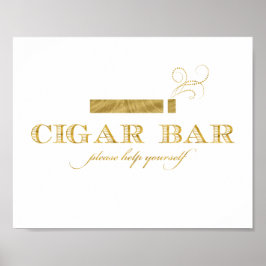 Cigar Pub Sign - Faux Gold Foil Shimmer Poster