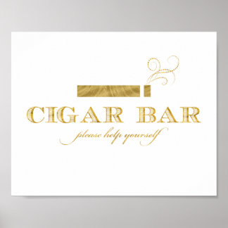 Cigar Pub Sign - Faux Gold Foil Shimmer Poster