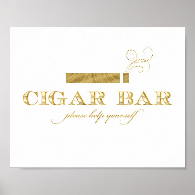 Cigar Pub Sign - Faux Gold Foil Shimmer Poster (Framsidan)