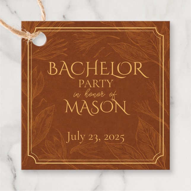 Cigar Pub Theme Bachelor Party Gåvor Etiketter (Framsida)