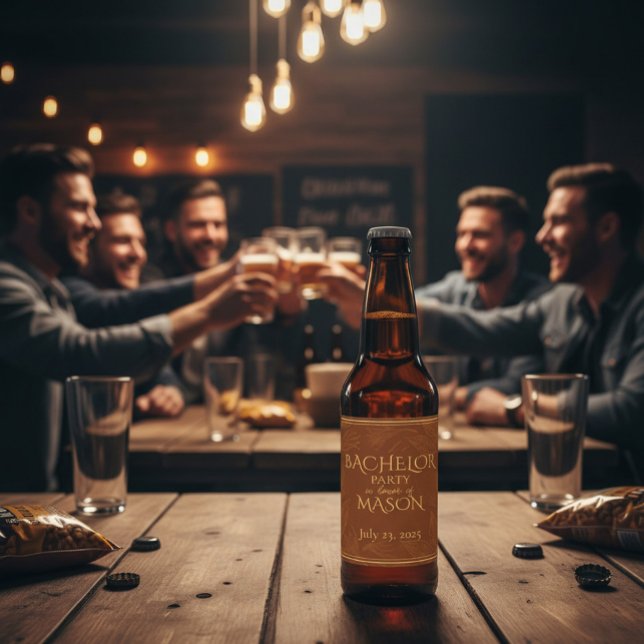 Cigar Pub Theme Bachelor Party Ölflaska Etikett (Skapare uppladdad)