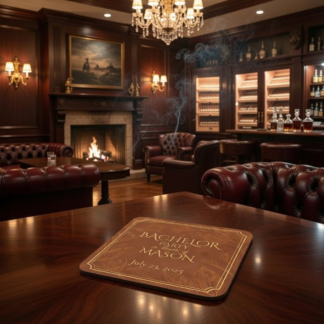 Cigar Pub Theme Bachelor Party Underlägg Papper Kvadrat (Skapare uppladdad)