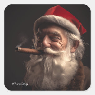 Cigar Santa Fyrkantigt Klistermärke