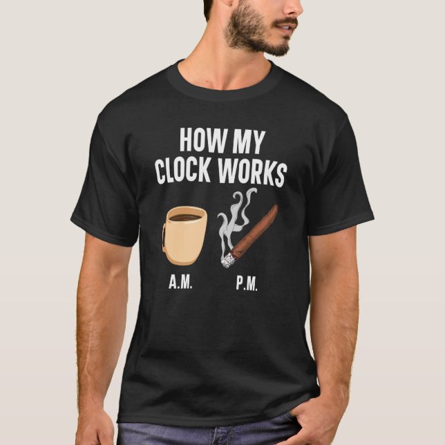 Cigar Smoacco Smoke Cigarette Smoker Kaffe T Shirt (Framsida)