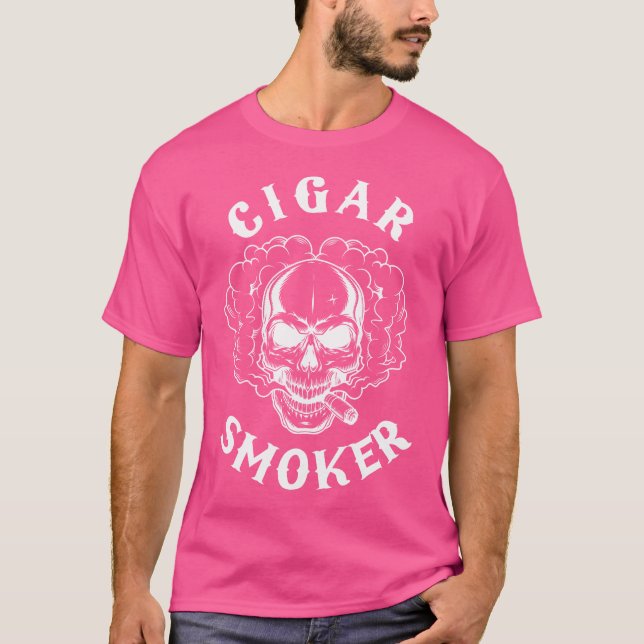 Cigar Smoker Skeleton Skull Cigars Tobacco Cuba Ni T Shirt (Framsida)