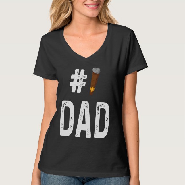 Cigar  Smoker Smoking  Number 1 Dad T Shirt (Framsida)