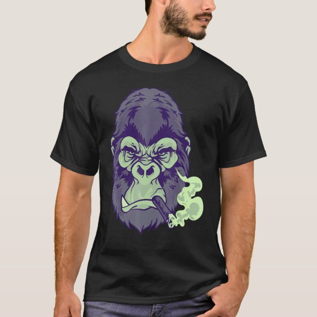Cigar Smoking Elak Mint Choc Gorilla för killar Ni T Shirt (Framsida)