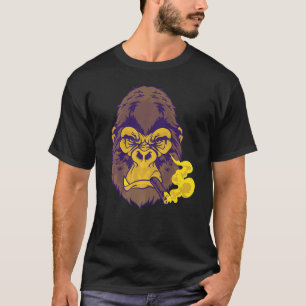 Cigar Smoking Elak Mustard Färg Gorilla för killar T Shirt