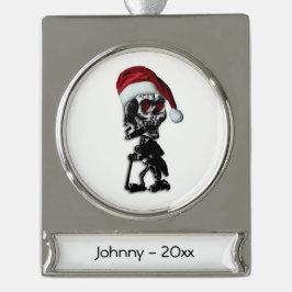 Cigar Smoking jul Skeleton Silverfärgad Julgransprydnad