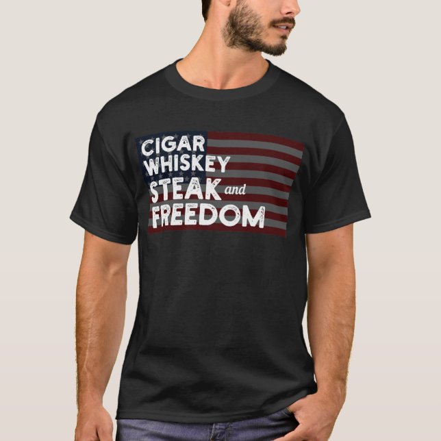 Cigar Steaks Whiskey Liberty Cigars Whiske T Shirt (Framsida)