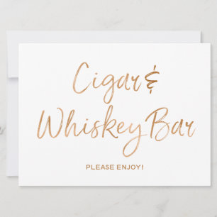 Cigar & Whiskey Bröllopsskylt Stilig Guld Ros