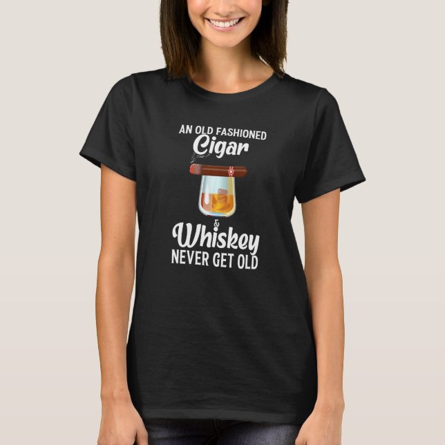 Cigar & Whiskey får aldrig gamla Cigars & Whiskey T Shirt (Framsida)