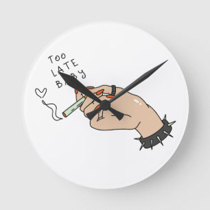 Cigarett i Hand Anti-Valentine Rund Klocka