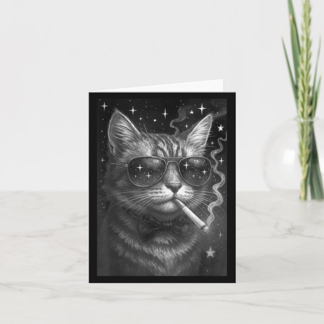 Cigarett Katt Rolig Rökande Katt Meme Dum Hjärna Kort (Framsida)