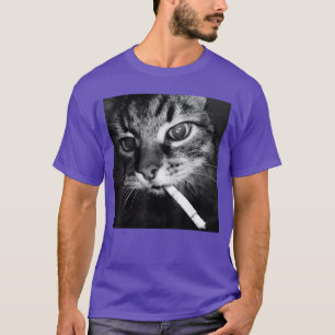 Cigarett Katt Rolig Rökande Katt Meme Dum Hjärna T Shirt