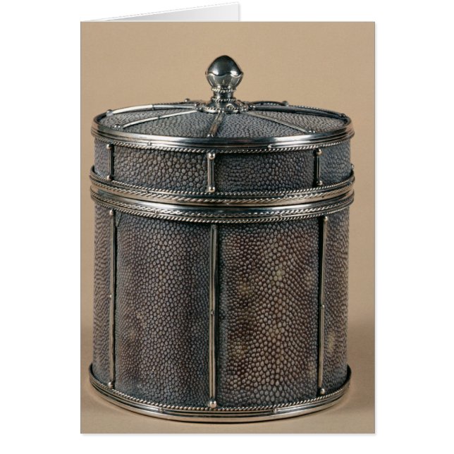 Cigarette box med shagreen-sidor, 1928 hälsningskort (Framsidan)