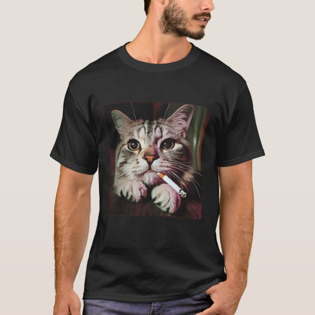 Cigarette Kattunge Gen Z Joke Funny Smoking Cat Me T Shirt (Framsida)