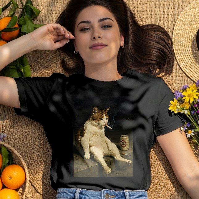 Cigarette Kitten Funny Smoking Cat Gen Z Meme T Shirt (Skapare uppladdad)