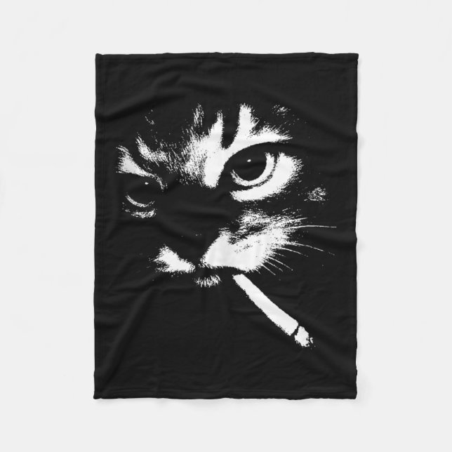 Cigarette Kitten Funny Smoking Cat Meme Gangster C Fleecefilt (Framsidan)