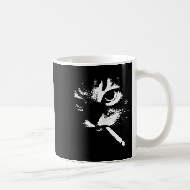 Cigarette Kitten Funny Smoking Cat Meme Gangster C Kaffemugg (Höger)